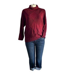 Oxblood Red Turtleneck Sweater Plus - 3X